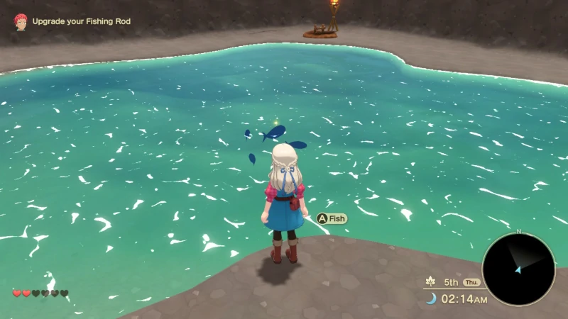 I see a sparkly shadow in this mine fish pond. screen shot